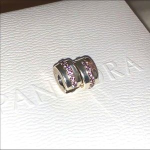 Set of 2 Pandora Shining Path Clip w/ Pink Cz’s